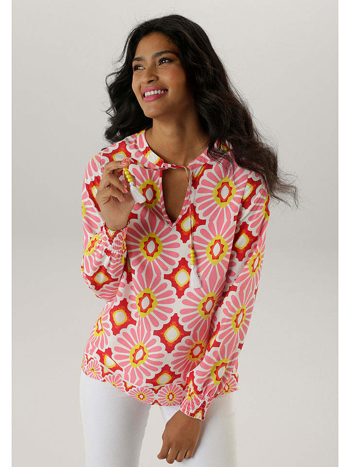 Aniston Bluzka w kolorze czerwono-biało-jasnoróżowym rozmiar: 38