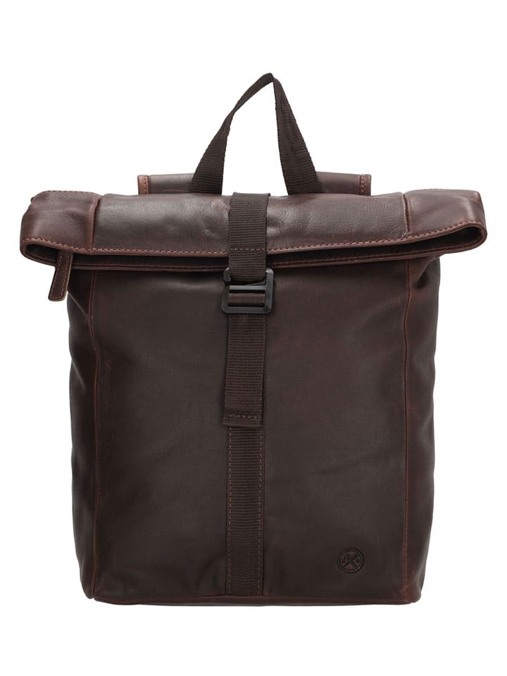 HIDE & STITCHES Skórzany plecak "Japura" w kolorze ciemnobrązowym - 24 x 33 x 10 cm rozmiar: onesize