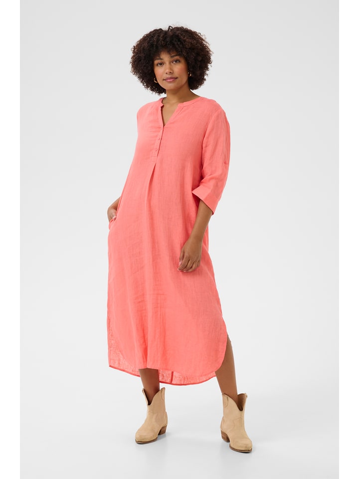 Kaffe Lniana sukienka w kolorze pomarańczowym rozmiar: S/M