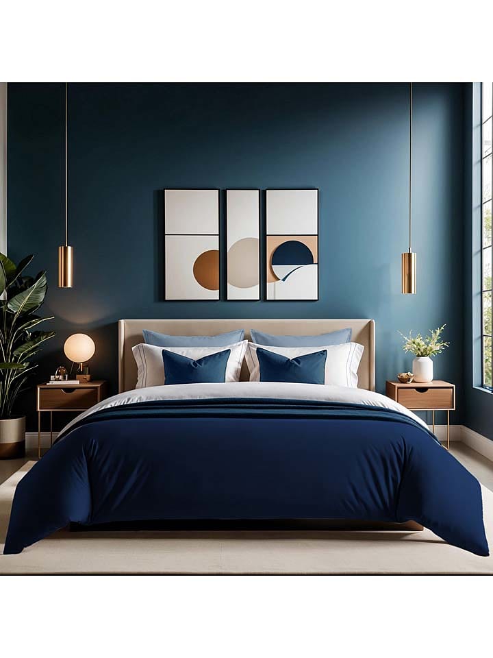 MIX&MATCH Poszwa renforcé w kolorze granatowym na kołdrę rozmiar: 140x200 cm