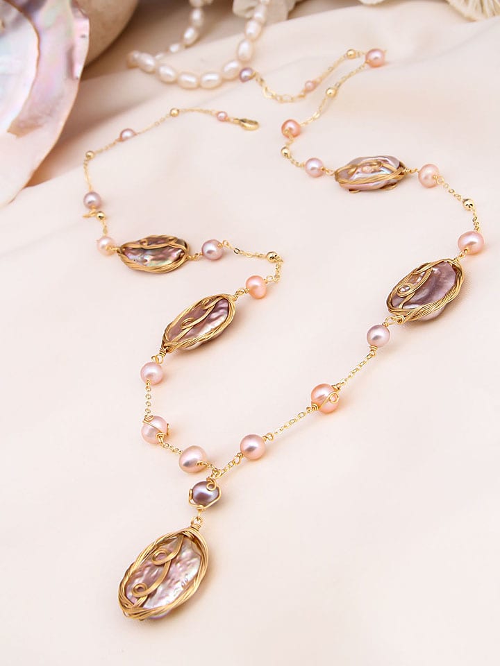 Pierres de Jade Pozłacany naszyjnik z elementami ozdobnymi - dł. 45 cm rozmiar: onesize