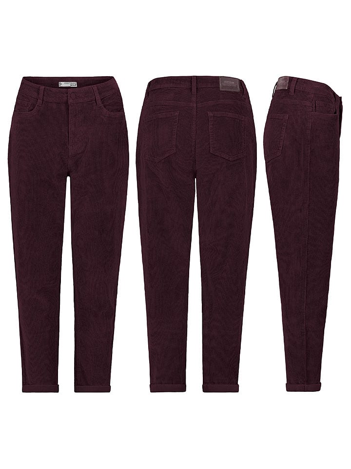 Eight2Nine Spodnie sztruksowe - Mom fit - w kolorze bordowym rozmiar: L