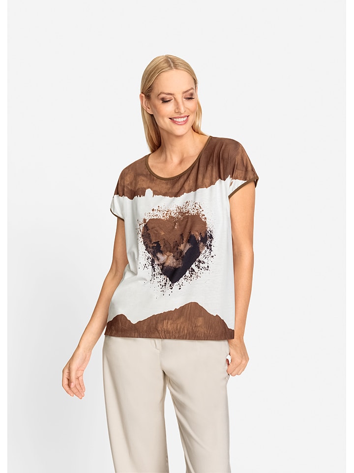 Heine Koszulka w kolorze biało-jasnobrązowym rozmiar: 40