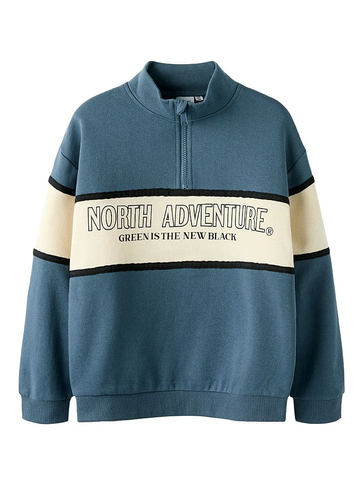 name it Bluza "Poborde" w kolorze beżowo-błękitnym rozmiar: 134/140