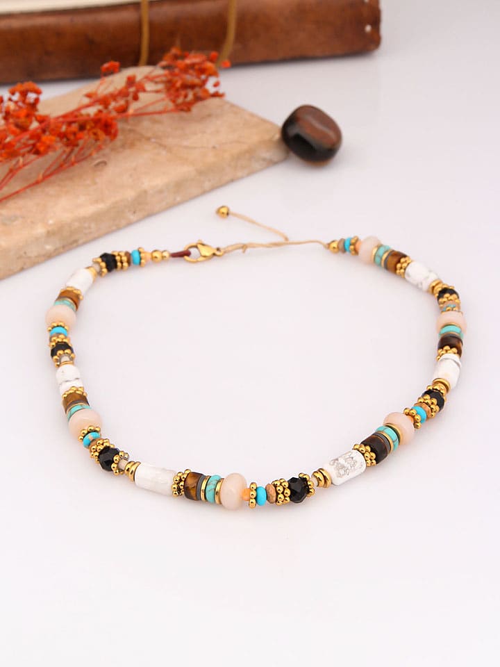 Charlize Pozłacany naszyjnik z kamieniami szlachetnymi - dł. 45 cm rozmiar: onesize