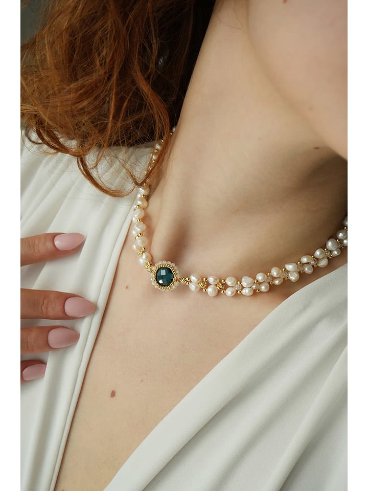 Pierres delicates Pozłacany naszyjnik z perłami - dł. 50 cm rozmiar: onesize