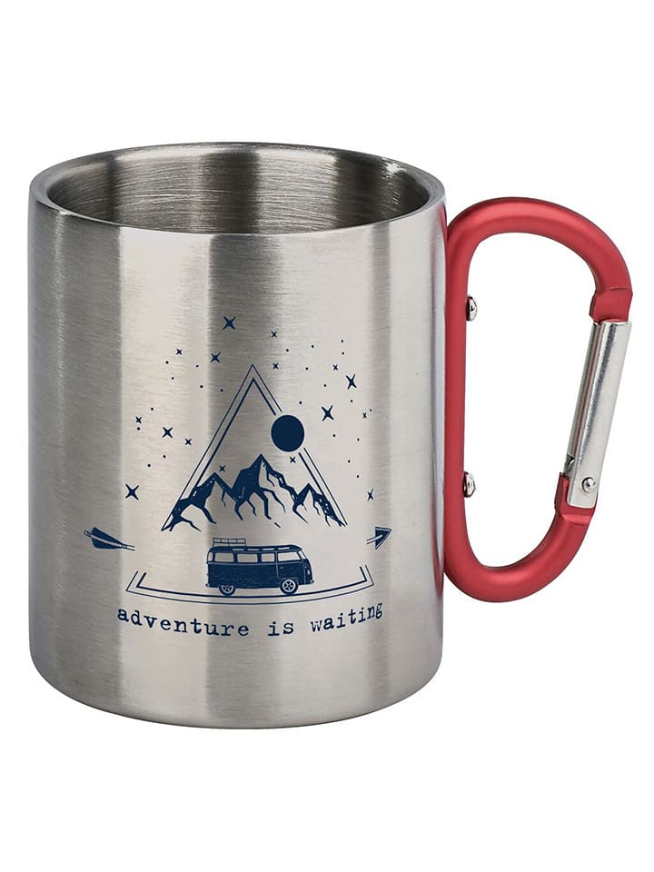 moses. Kubek z karabińczykiem w kolorze srebrno-czerwonym - 300 ml rozmiar: onesize