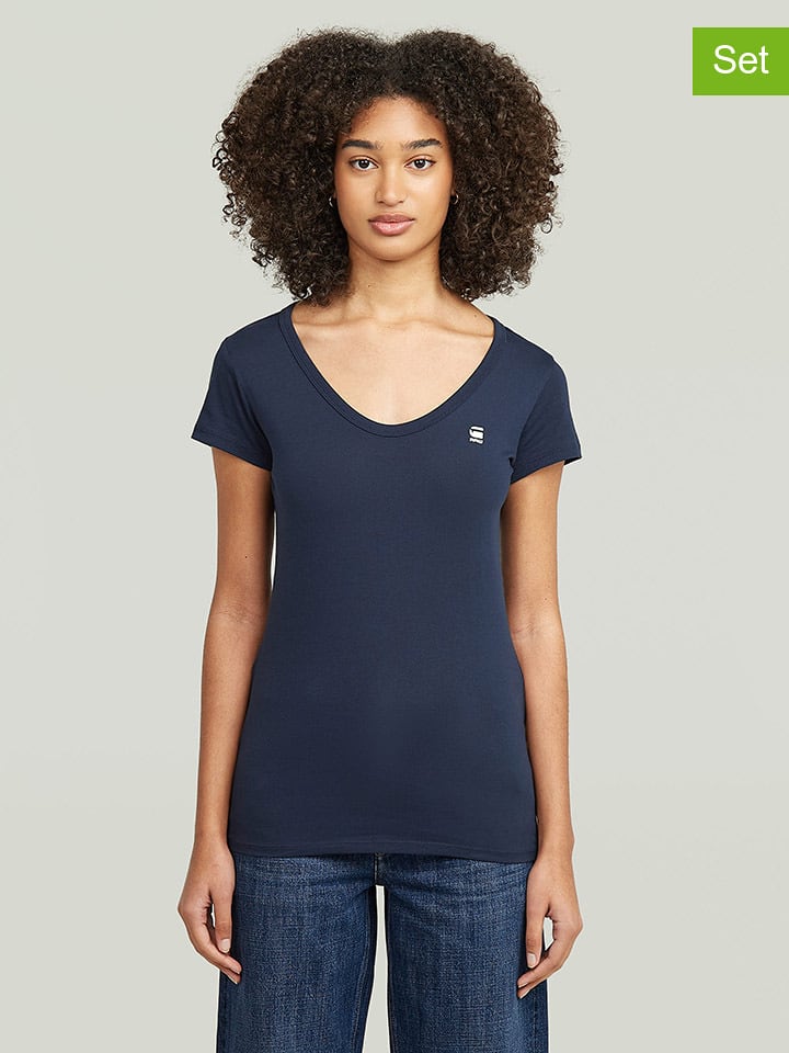 G-Star Koszulki (2 szt.) w kolorze białym i granatowym rozmiar: M