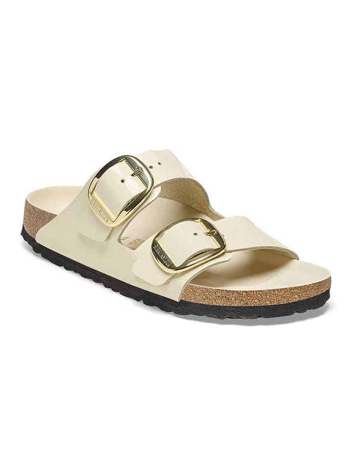 Birkenstock Skórzane klapki "Arizona" w kolorze kremowym rozmiar: 37