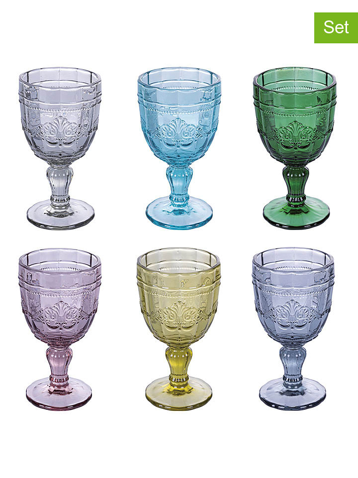 Villa d´Este Kieliszki (6 szt.) "Syrah" w różnych kolorach do wina - 256 ml rozmiar: onesize