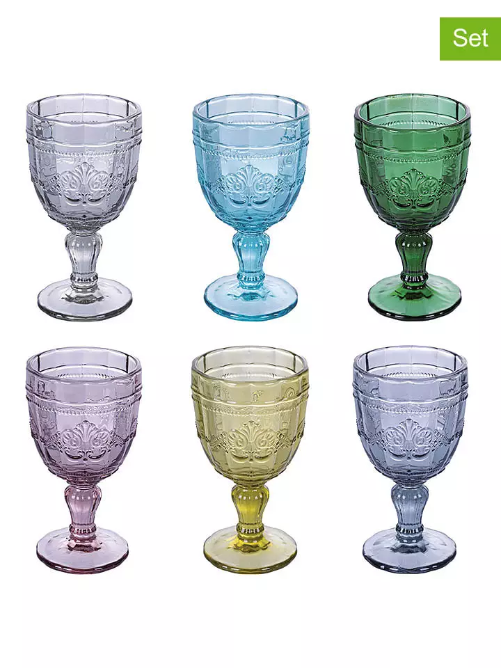 Villa d´Este Kieliszki (6 szt.) "Syrah" w różnych kolorach do wina - 256 ml rozmiar: onesize