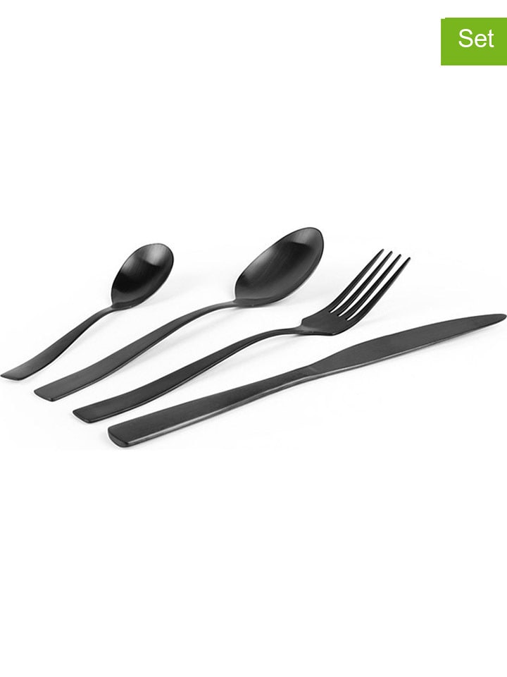Trendy Kitchen by EXCÉLSA 16-częściowy zestaw sztućców "Shadow" w kolorze czarnym rozmiar: onesize