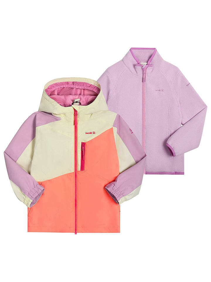 Kamik Kurtka przeciwdeszczowa 3w1 w kolorze pomarańczowo-żółto-fioletowym rozmiar: 140