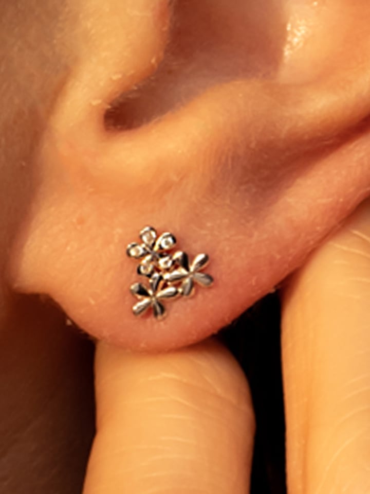 OR ÉCLAT Złote kolczyki-wkrętki "Minis Fleurs" z cyrkoniami rozmiar: onesize