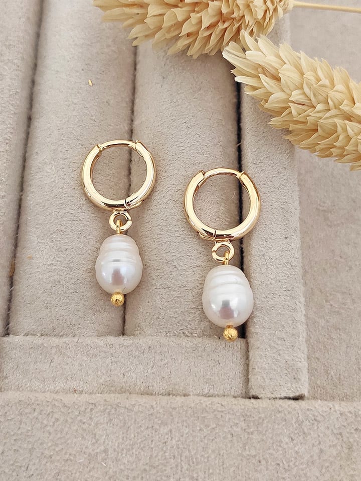 Nakkash Pozłacane kolczyki-kreole z perłami rozmiar: onesize