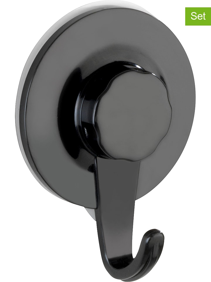 Wenko Haczyki ścienne (3 szt.) "Ultra-Loc" w kolorze czarnym - 6,2 x 8,5 x 2,5 cm rozmiar: onesize