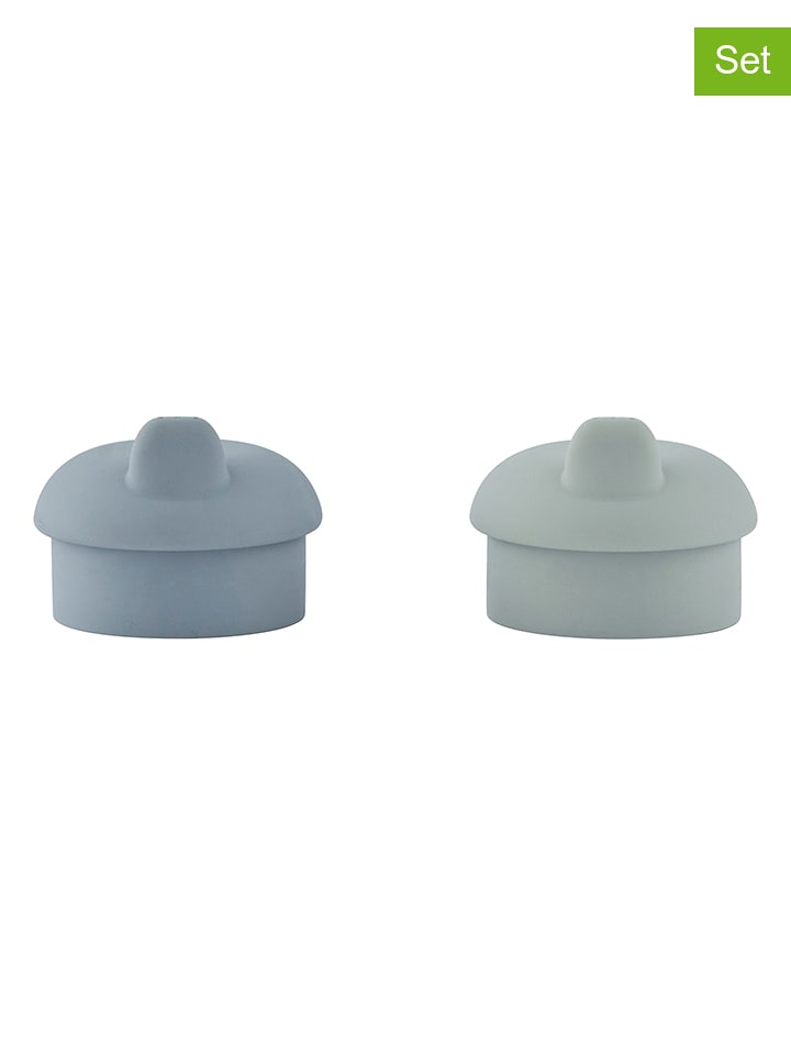 OYOY mini Wymienne pokrywki (2 szt.) w kolorze niebieskim i turkusowym do kubka niekapka rozmiar: onesize