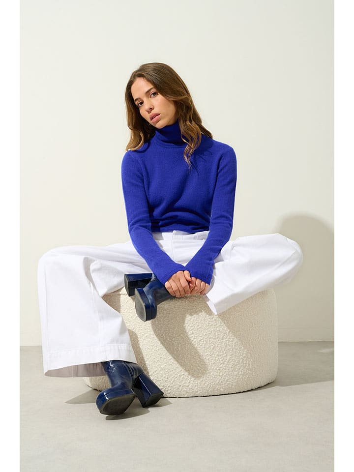 AUTHENTIC CASHMERE Kaszmirowy golf "Bise" w kolorze niebieskim rozmiar: L