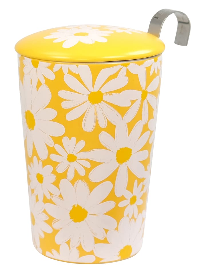 Eigenart Kubek "Teaeve - Daisy" w kolorze biało-żółtym do herbaty - 350 ml rozmiar: onesize