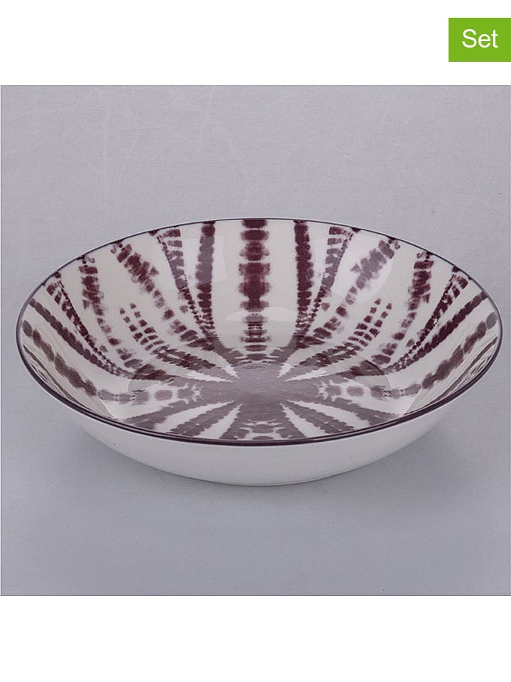 Villa d´Este Talerze głębokie (6 szt.) w kolorze fioletowo-białym - Ø 20,5 cm rozmiar: onesize