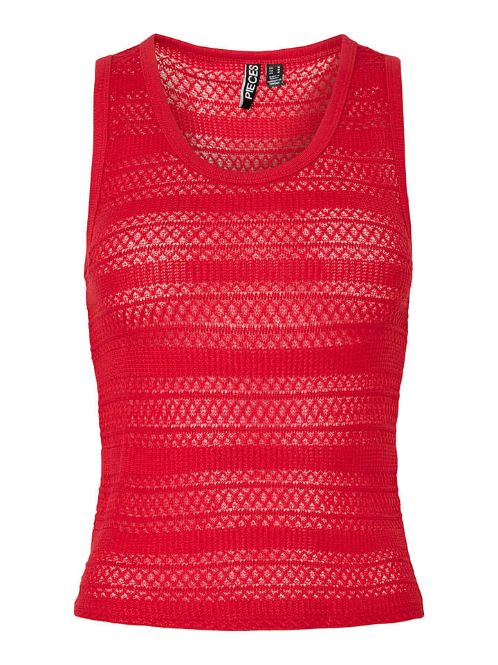Pieces Top "Agda" w kolorze czerwonym rozmiar: M