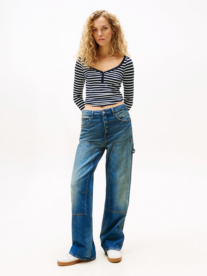 TOMMY JEANS Koszulka w kolorze granatowo-białym rozmiar: M