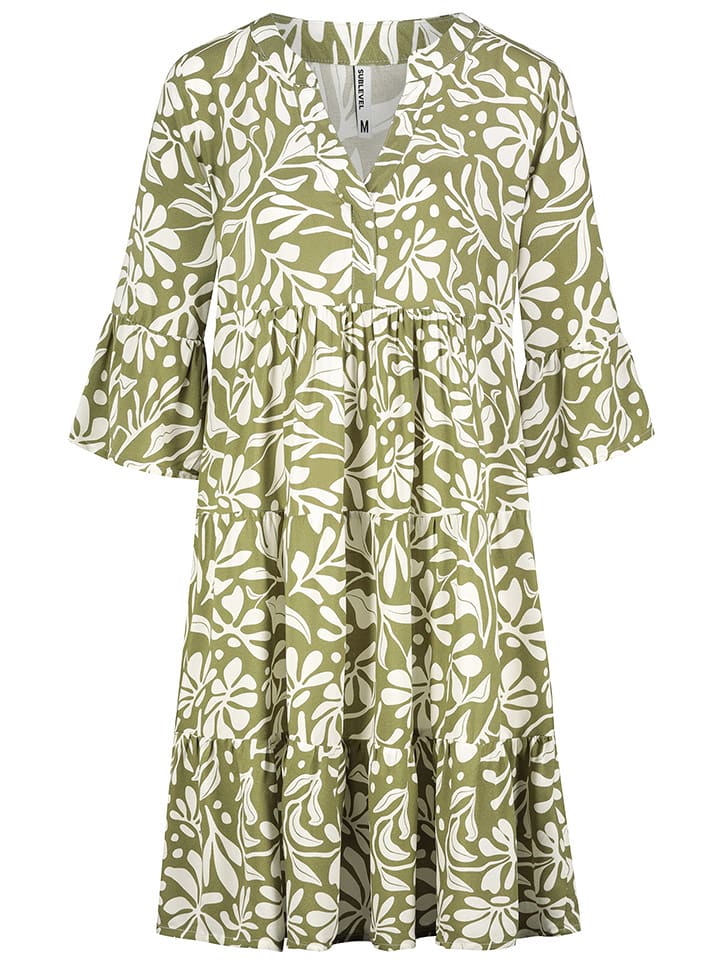 Sublevel Sukienka w kolorze oliwkowo-białym rozmiar: L
