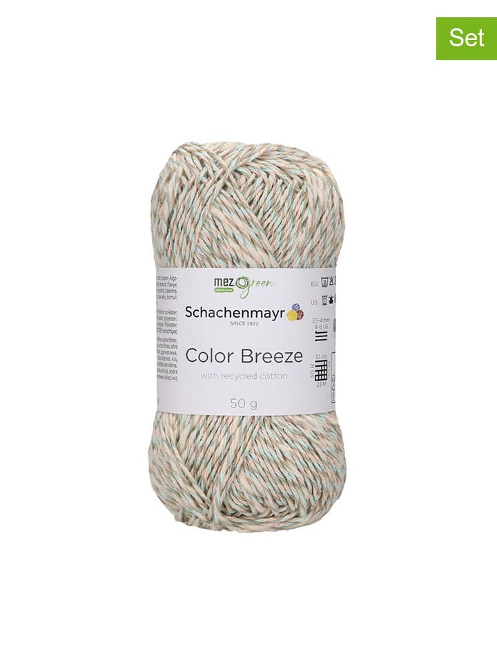 Schachenmayr since 1822 Przędza bawełniana (10 szt.) w kolorze beżowo-błękitnym - 10 x 50 g rozmiar: onesize