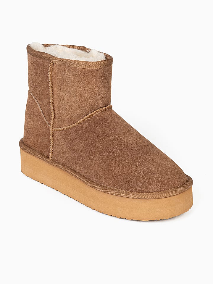 Gooce Skórzane botki zimowe "Thimble" w kolorze jasnobrązowym rozmiar: 39