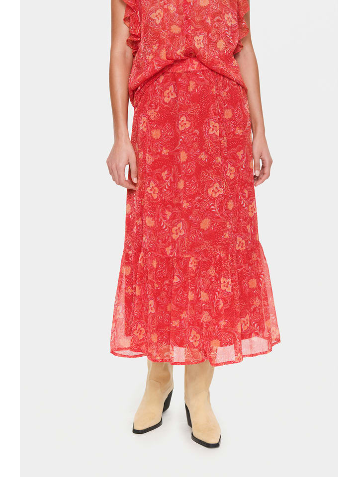 SAINT TROPEZ Spódnica "Taniz" w kolorze czerwono-pomarańczowym rozmiar: M