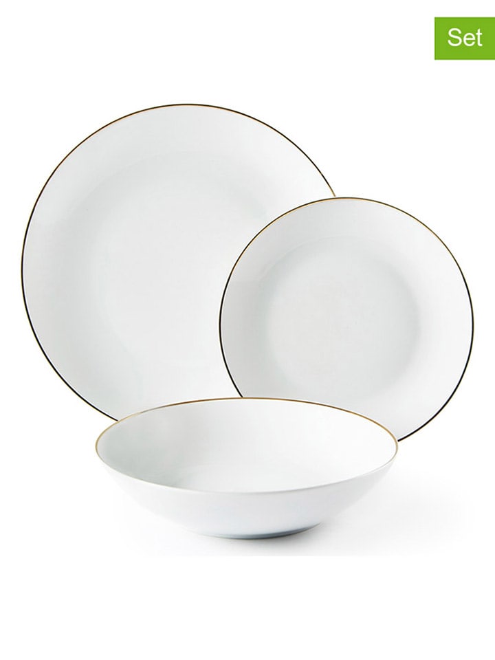 Trendy Kitchen by EXCÉLSA 18-częściowy zestaw talerzy "Gold" w kolorze złoto-białym rozmiar: onesize
