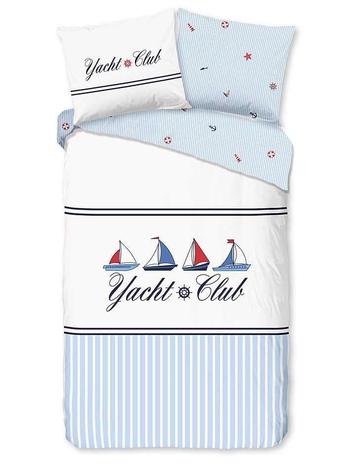 Good Morning Komplet pościeli "Yachtclub" w kolorze niebiesko-białym rozmiar: 140x220 cm
