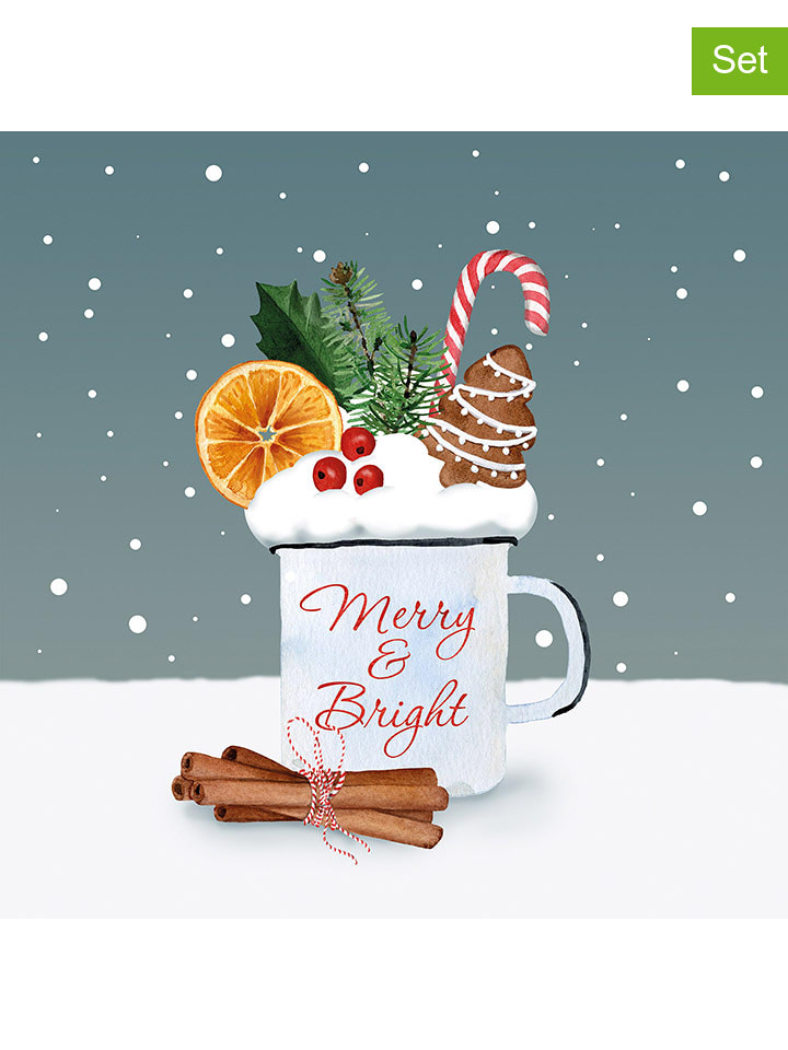 ppd Serwetki (40 szt.) "Merry & Bright" w kolorze biało-niebieskim rozmiar: onesize