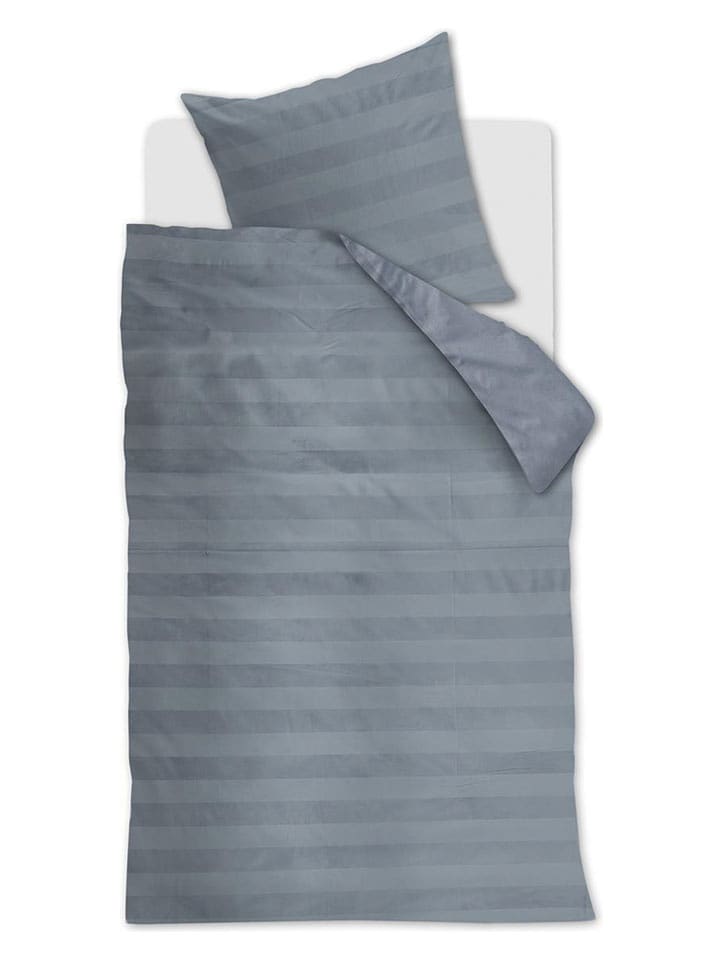 At Home Komplet pościeli aksamitnej "Soft Shine" w kolorze niebieskoszarym rozmiar: 135x200 cm