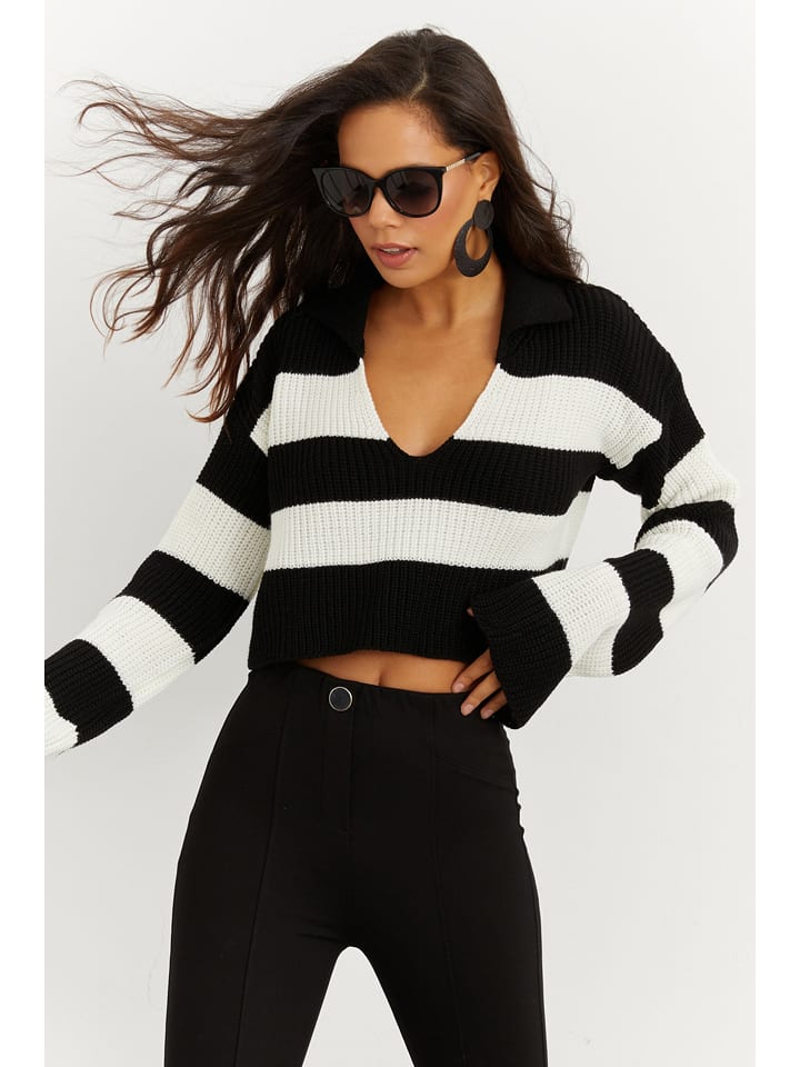 Cool & Sexy Sweter w kolorze biało-czarnym rozmiar: onesize