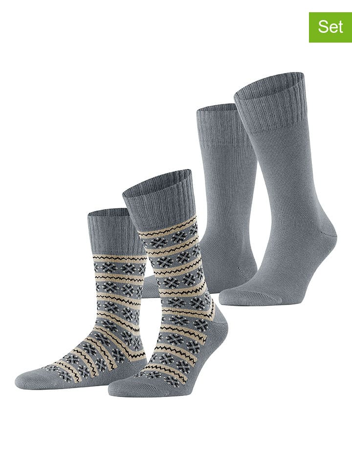 ESPRIT Skarpety (2 pary) "Scandi" w kolorze szaro-czarno-beżowym rozmiar: 39-42