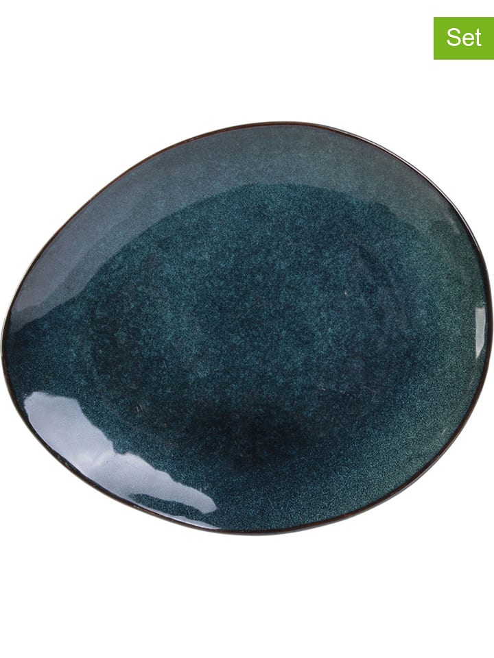 THE HOME DECO FACTORY Talerze śniadaniowe (12 szt.) w kolorze niebieskim - 22 x 18 cm rozmiar: onesize