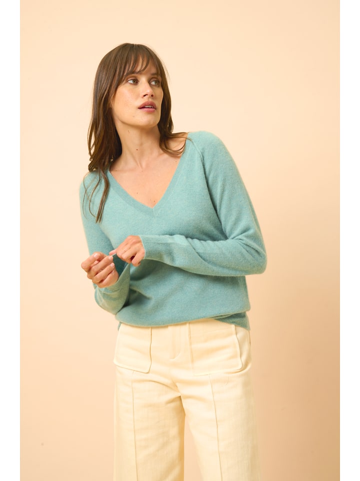 Just Cashmere Kaszmirowy sweter "Phoebe" w kolorze turkusowym rozmiar: XL