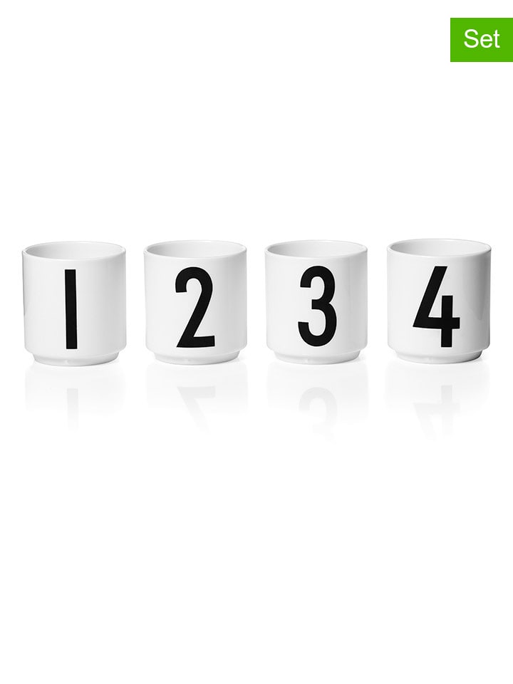 Design Letters Filiżanki (4 szt.) zestaw w kolorze biało-czarnym do espresso - 50 ml rozmiar: onesize