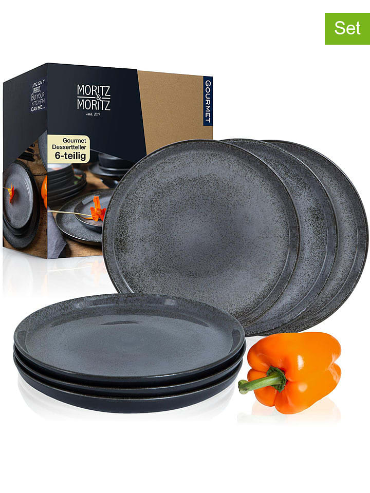 Moritz & Moritz Talerzyki deserowe (6 szt.) "Vida" w kolorze antracytowym - Ø 20 cm rozmiar: onesize