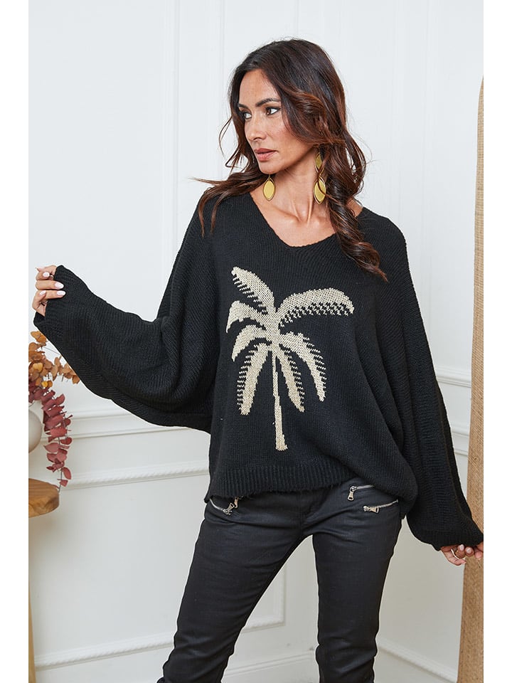 So Cachemire Sweter "Adandine" w kolorze beżowo-czarnym rozmiar: S