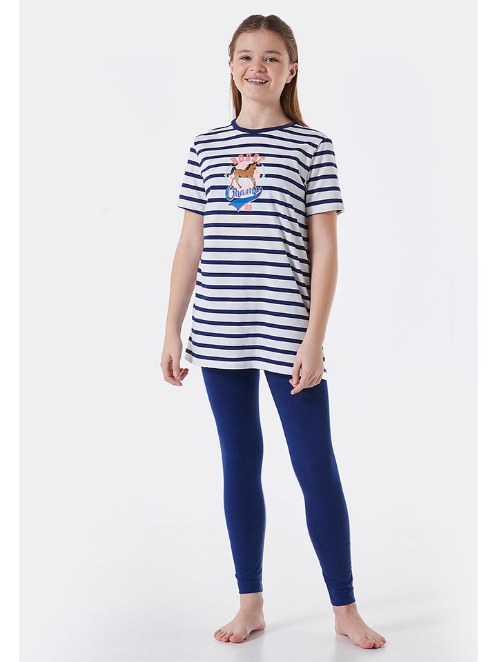 Schiesser Piżama w kolorze granatowo-białym rozmiar: 152