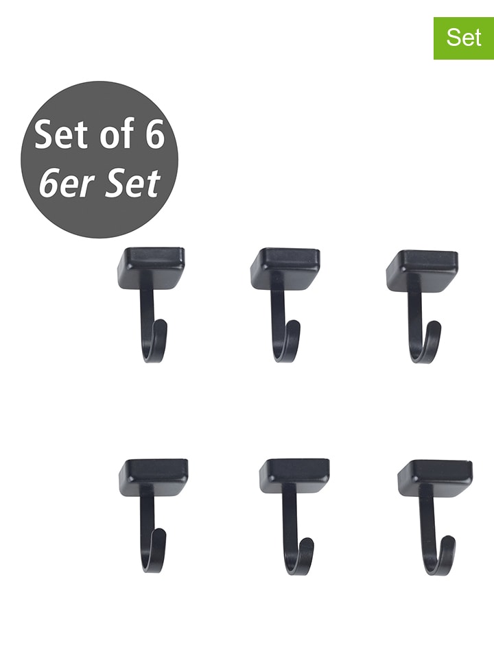 Wenko Magnetyczne haczyki (6 szt.) w kolorze czarnym - 2 x 3,9 x 2 cm rozmiar: onesize