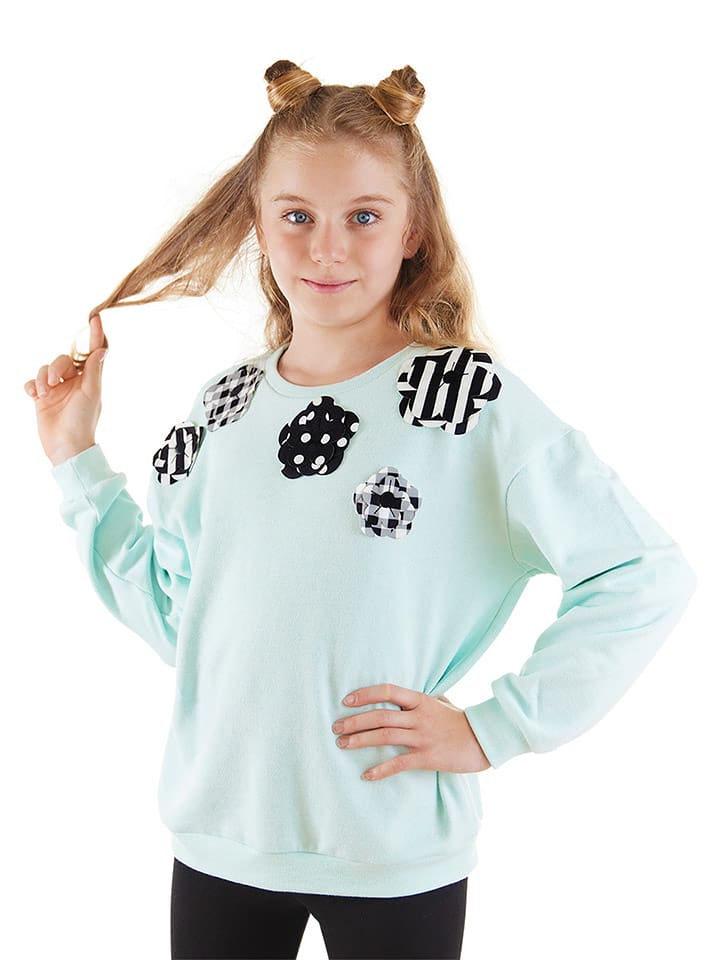 Denokids Bluza "Flowers" w kolorze turkusowym rozmiar: 104