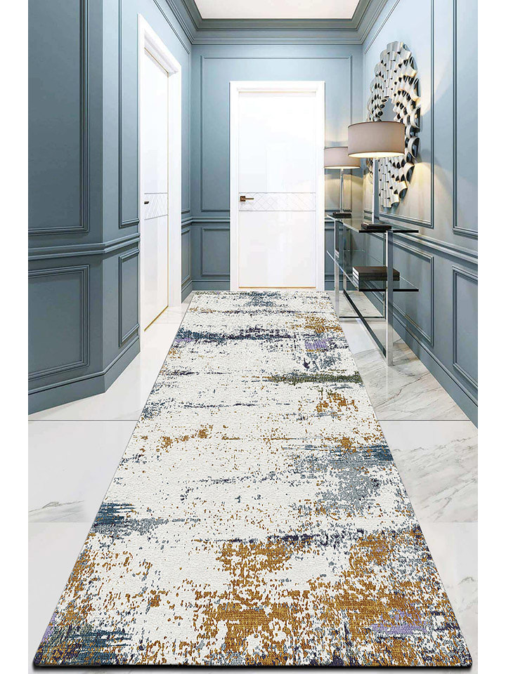 ABERTO DESIGN Chodnik w kolorze kremowo-niebieskim rozmiar: 80x200 cm