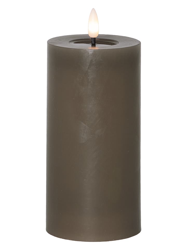 STAR Trading Świeca woskowa LED "Flame Flow Pillar" w kolorze szarobrązowym - wys. 17,5 cm rozmiar: onesize