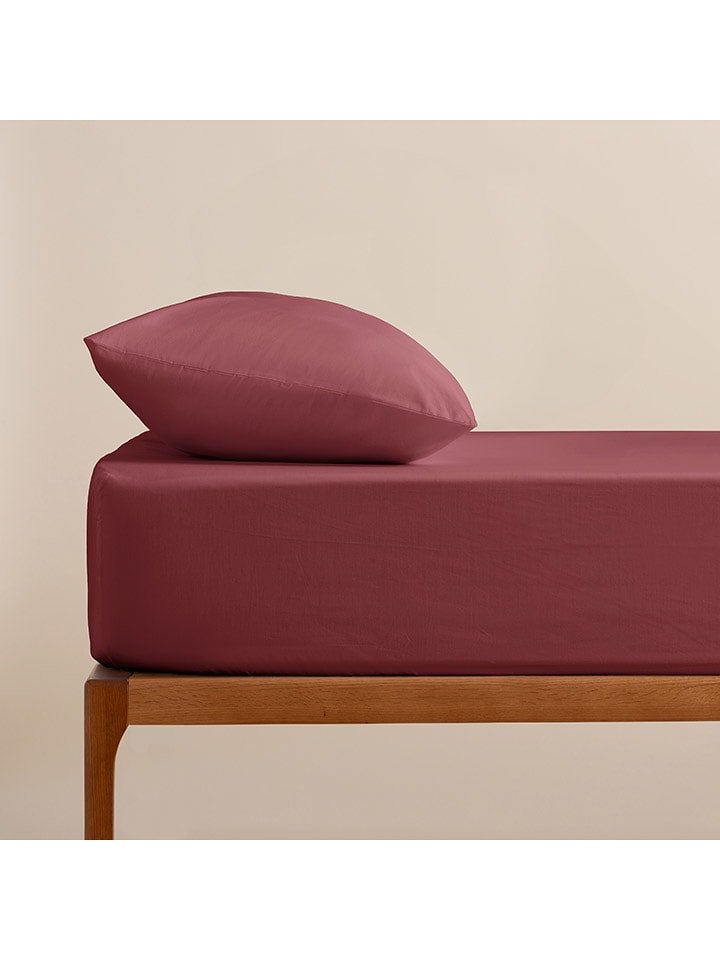 ethere Perkalowe prześcieradło "Sakura" w kolorze fioletowym na gumce rozmiar: 140x190/200 cm