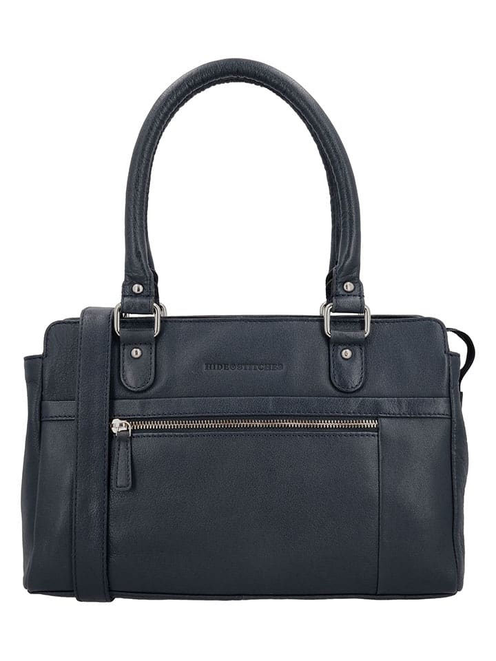 HIDE & STITCHES Skórzana torebka w kolorze granatowym - 27 x 19 x 8 cm rozmiar: onesize