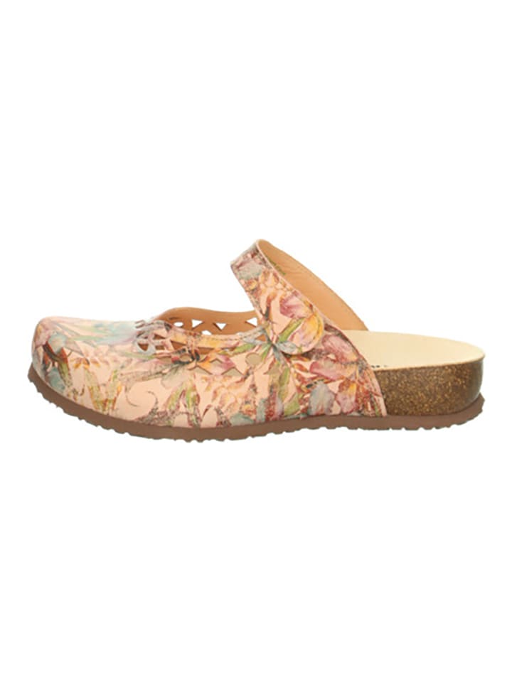 Think! Skórzane klapki "Julia" w kolorze jasnoróżowym ze wzorem rozmiar: 41