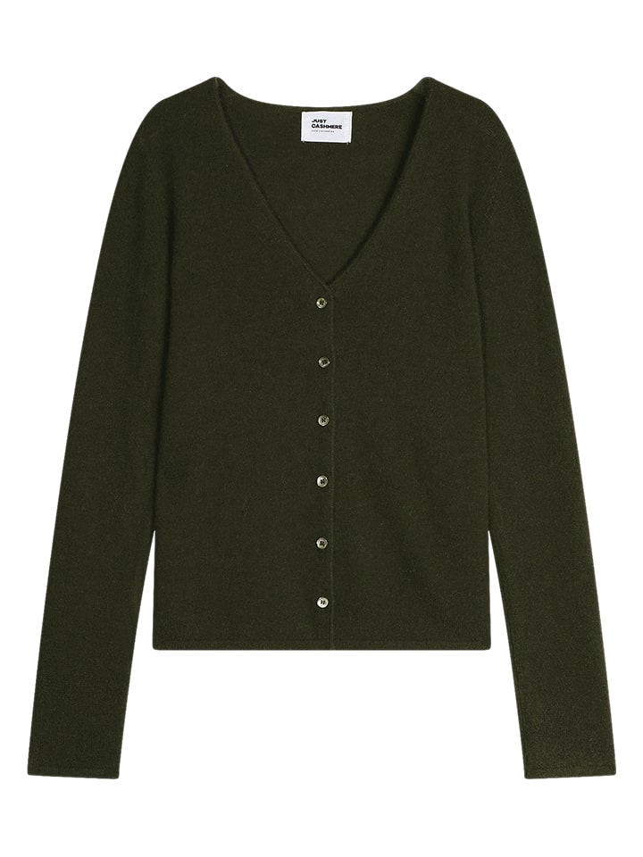 Just Cashmere Kaszmirowy kardigan "Norma" w kolorze khaki rozmiar: M